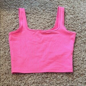 Pink Ribbed Women's Crop Top